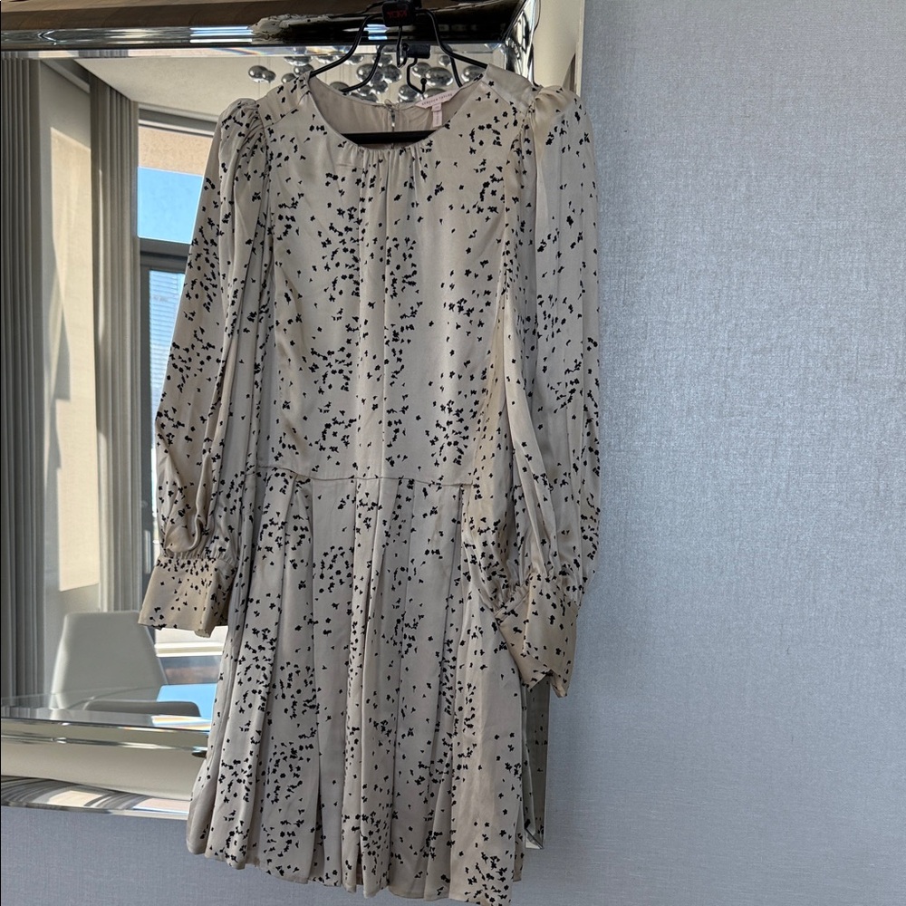 Rebecca Taylor Black and Cream Long Sleeve Dress